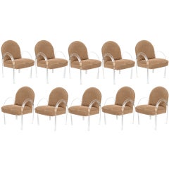 Set of Ten Pace Lucite Framed Dining Chairs