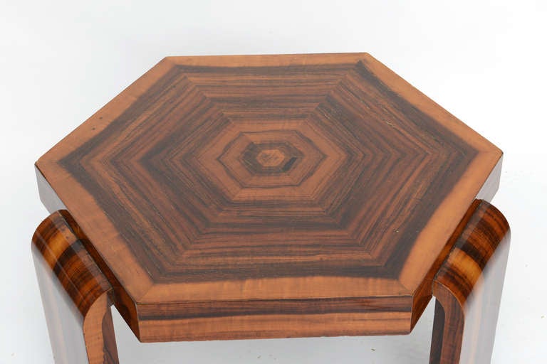 Wood Waterfall Leg Hexagonal Art Deco Side Table 1