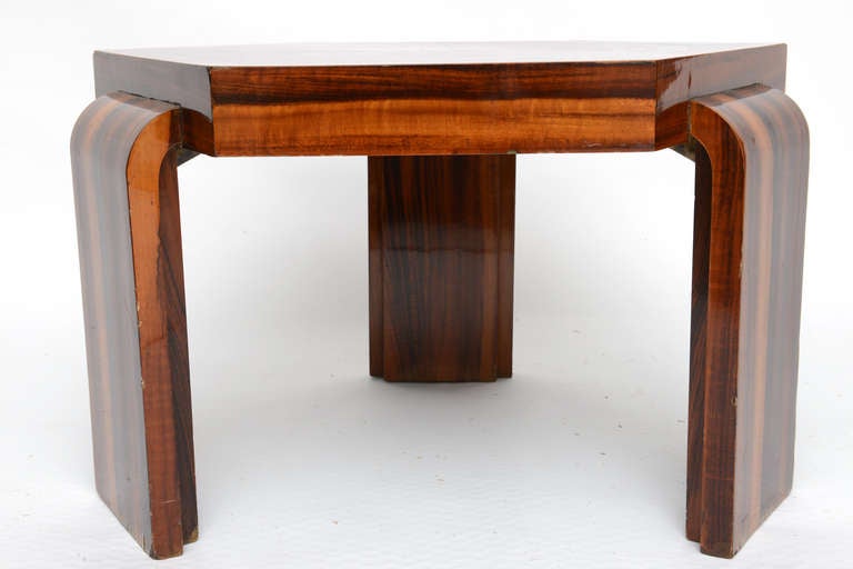 Wood Waterfall Leg Hexagonal Art Deco Side Table 4