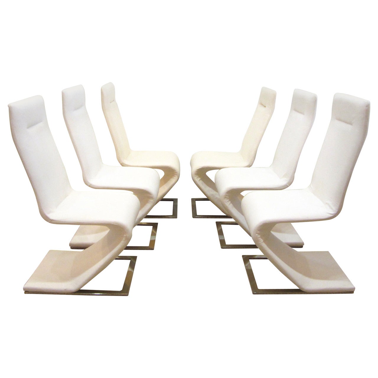 Original Cantilevered Chairs with Steel Bases by Roger Rougier  For Sale