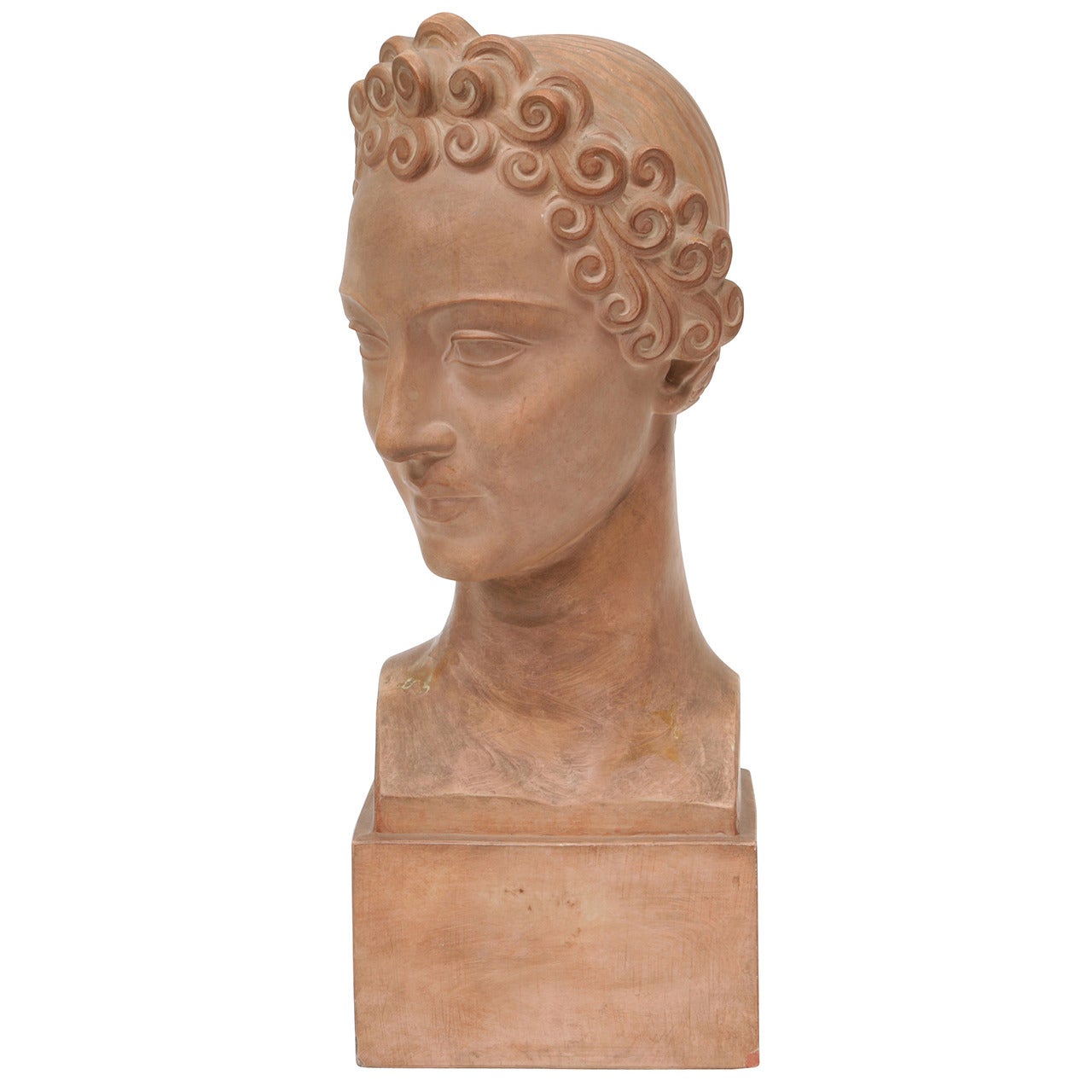 Art Deco Classical Female Bust by Henri Bargas, 1930s