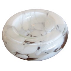 White & Clear Italian Glass Dish