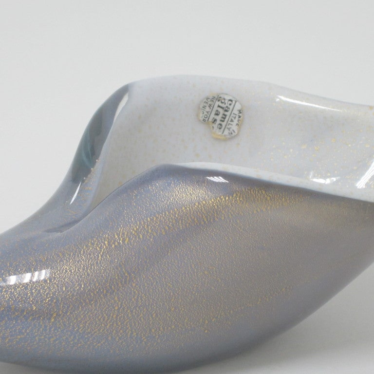 Italian Salviati Mid Century Lavender Murano Glass Conch Shell Dish