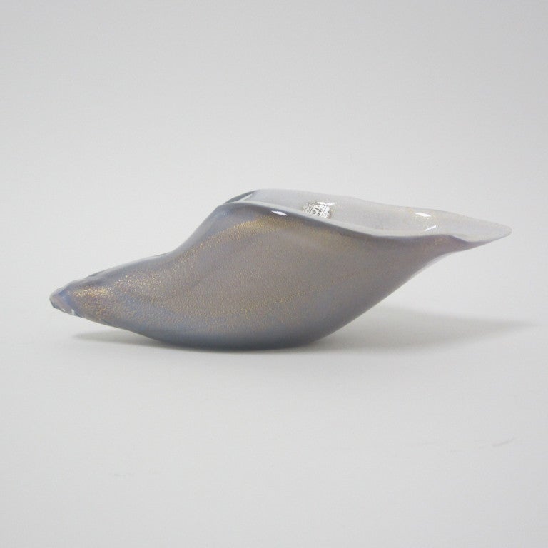 Blown Glass Salviati Mid Century Lavender Murano Glass Conch Shell Dish