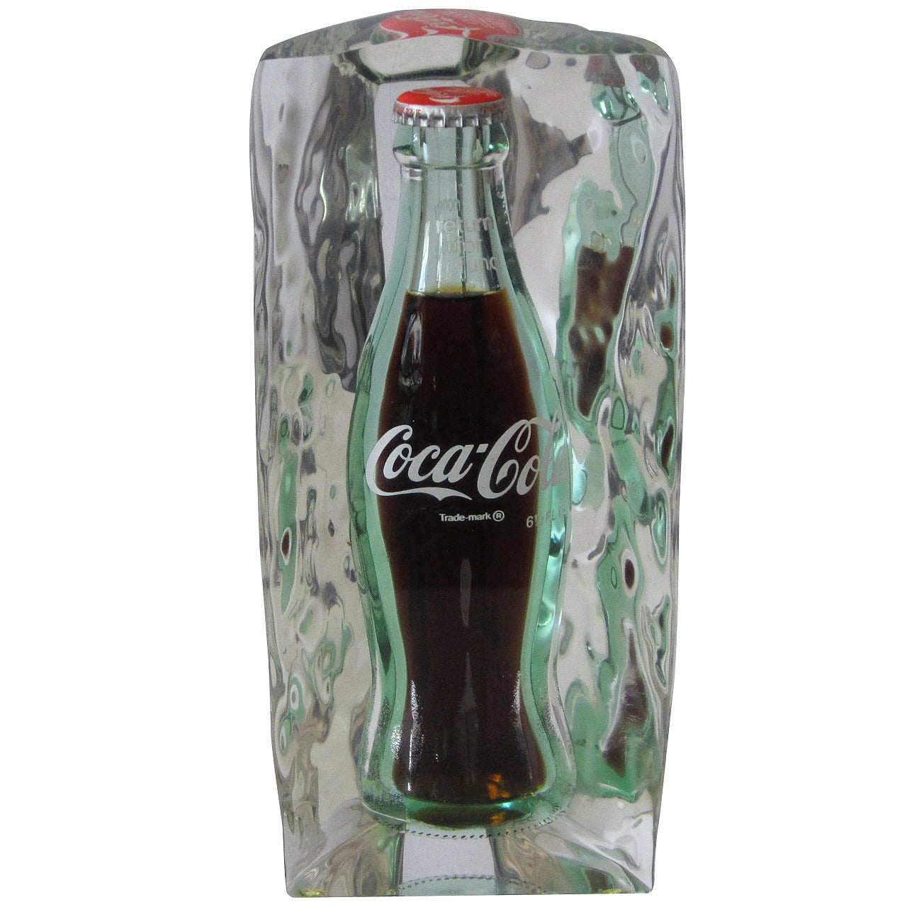 Pop-Art Sculpture of Original Coca-Cola Bottle Encased in Molten Lucite For Sale