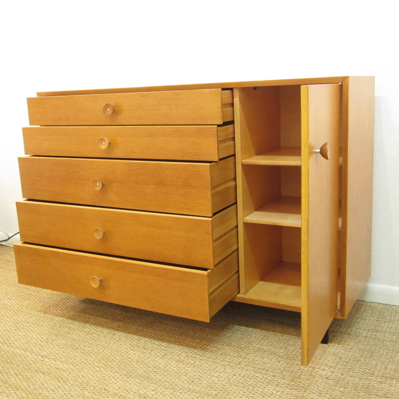 George Nelson White Oak Cabinet for Herman Miller, American 1950s In Good Condition In Miami, FL