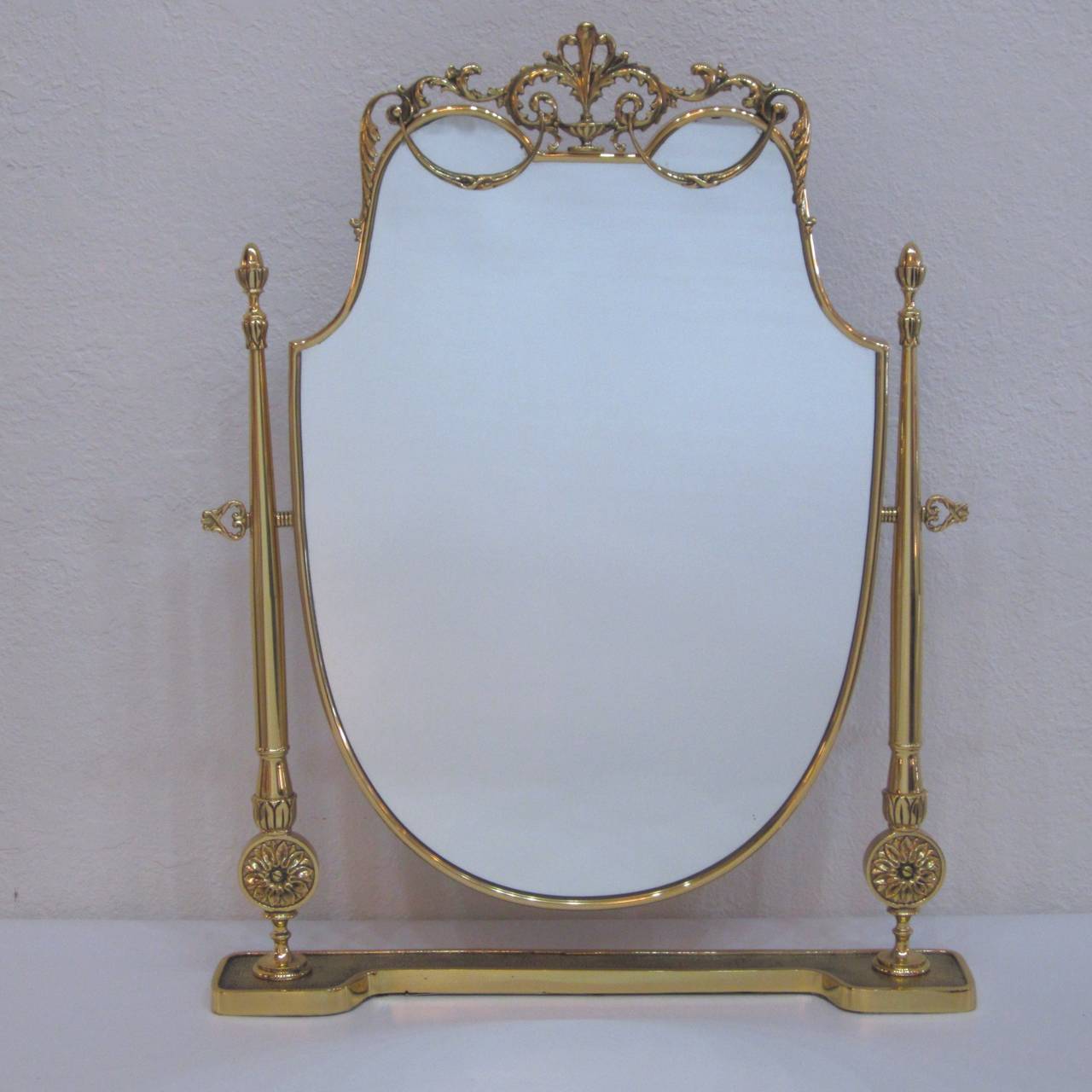Solid Brass Swivel Vanity Mirror In Good Condition For Sale In Miami, FL