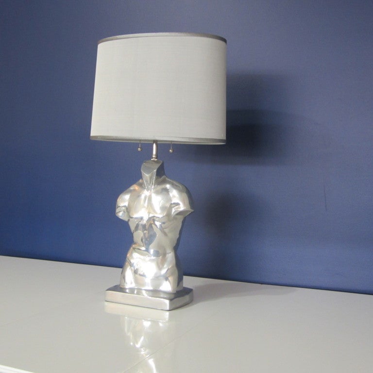 Mid-Century Modern Metal Torso Lamp For Sale