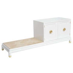 Renzo Rutili Travertine and Lacquered Cabinet on Platform