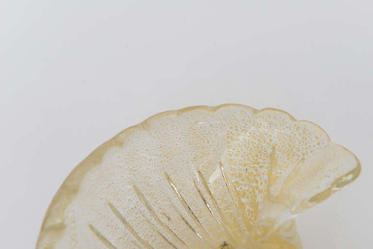 Archimede Seguso Hand Blown Murano Glass Scallop Shell Dish 1