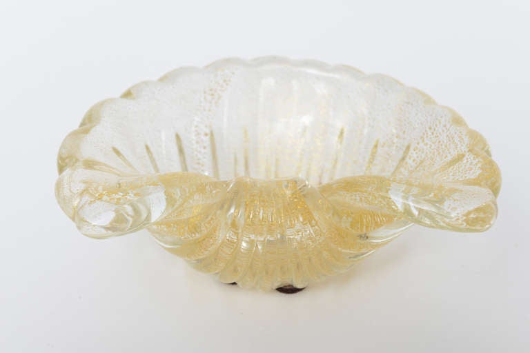 Archimede Seguso Hand Blown Murano Glass Scallop Shell Dish 2