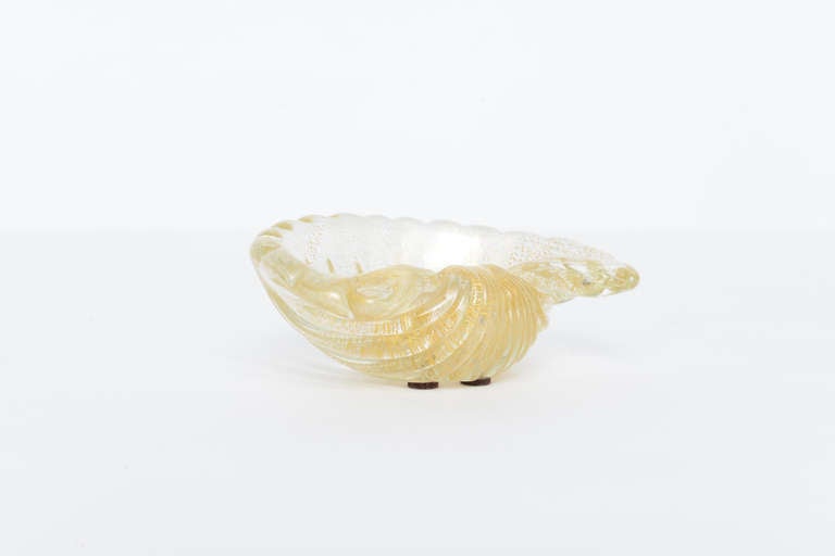Archimede Seguso Hand Blown Murano Glass Scallop Shell Dish 3
