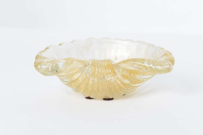 Archimede Seguso Hand Blown Murano Glass Scallop Shell Dish 4
