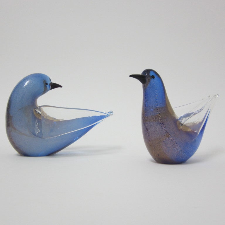 Pair of Lavender Hand Blown Murano Glass Birds at 1stdibs