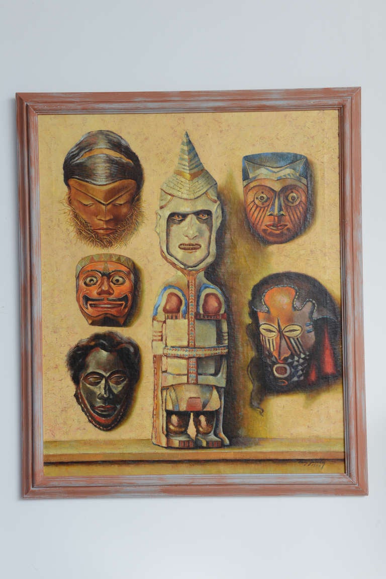 Artist: Hans Jacoby
Date: 1955
Framed painting
Signed and dated
Hans Jacoby (1904–1963) was a German screenwriter and art director. Jacoby worked designing film sets during the Weimar Era, and from the late 1920s began contributing scripts as