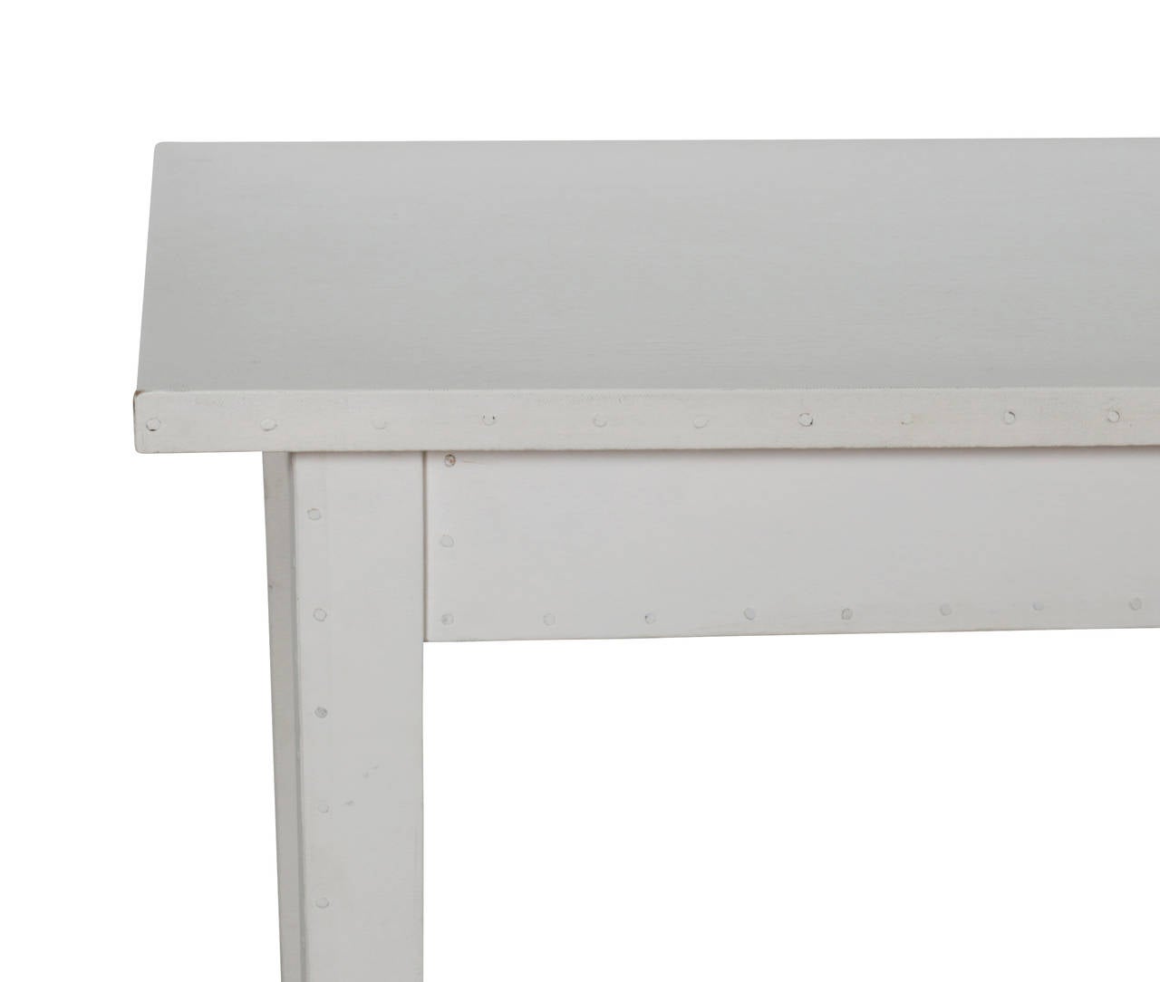 White canvas and gesso dining table purchased from Bulo in Belgium from the first run edition of this table. This is the large size and the idea behind this table is it is a blank canvas which can be painted on, drawn on, etc and it can be gessoed