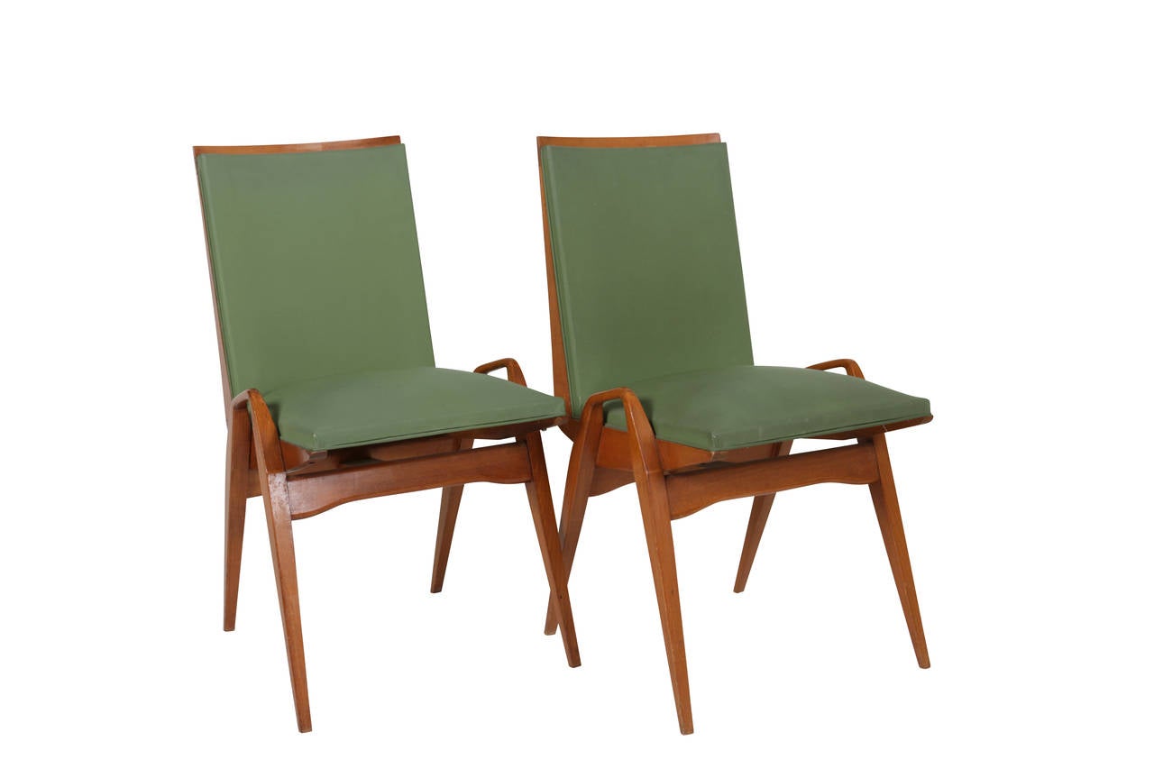 Set of Eight Carlo de Carli Style Pear-Wood Dining Chairs, Italy, 1950s 2