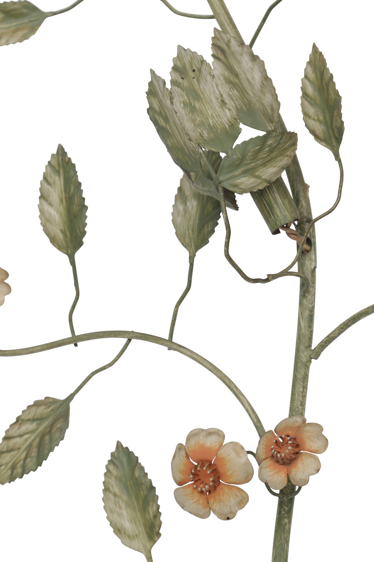 Painted Italian Tole Flower and Branch Wall Sconce For Sale