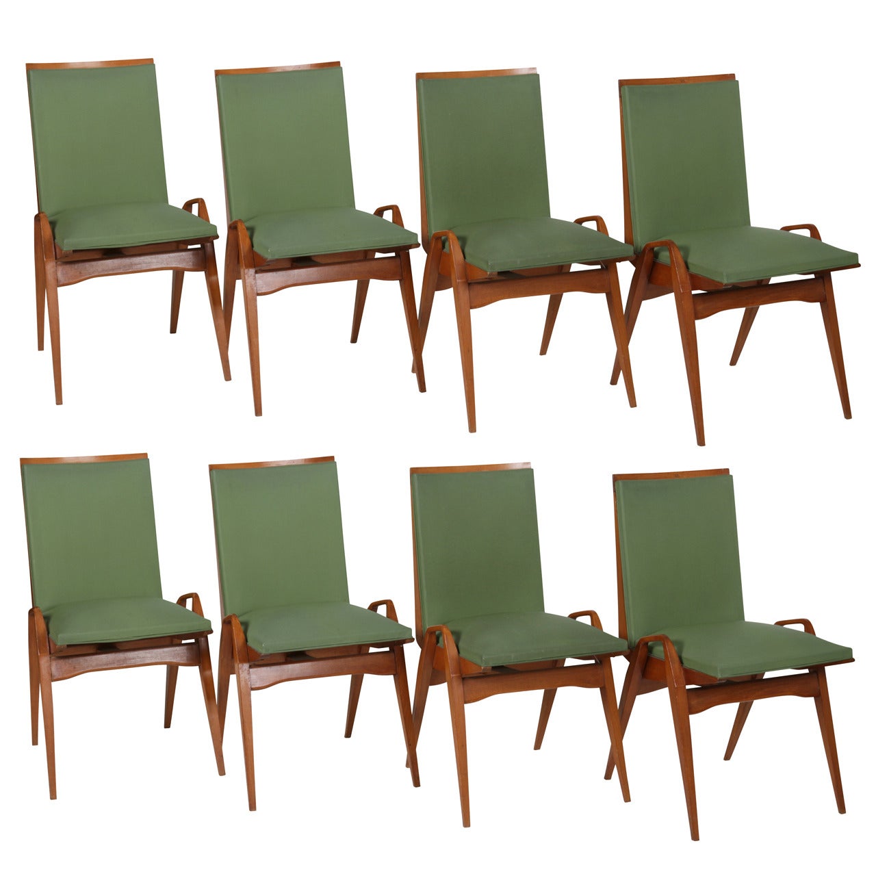 Set of Eight Carlo de Carli Style Pear-Wood Dining Chairs, Italy, 1950s