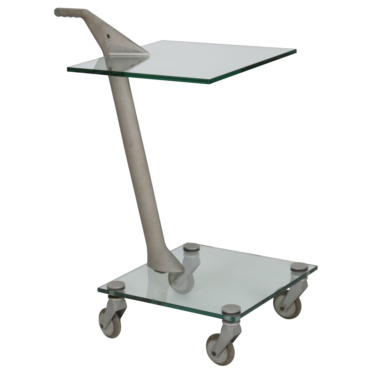 Fontana Arte High-Tech Two-Tier Rolling Table, Memphis Period For Sale