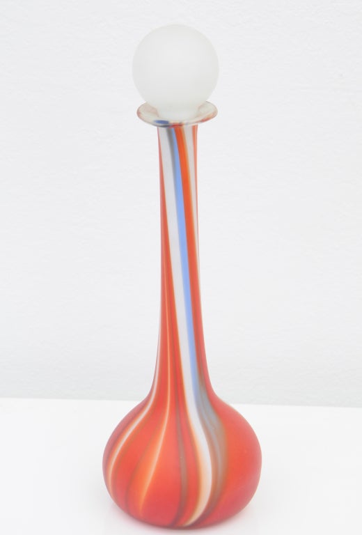 Frosted Striped Glass Decanter with Stopper