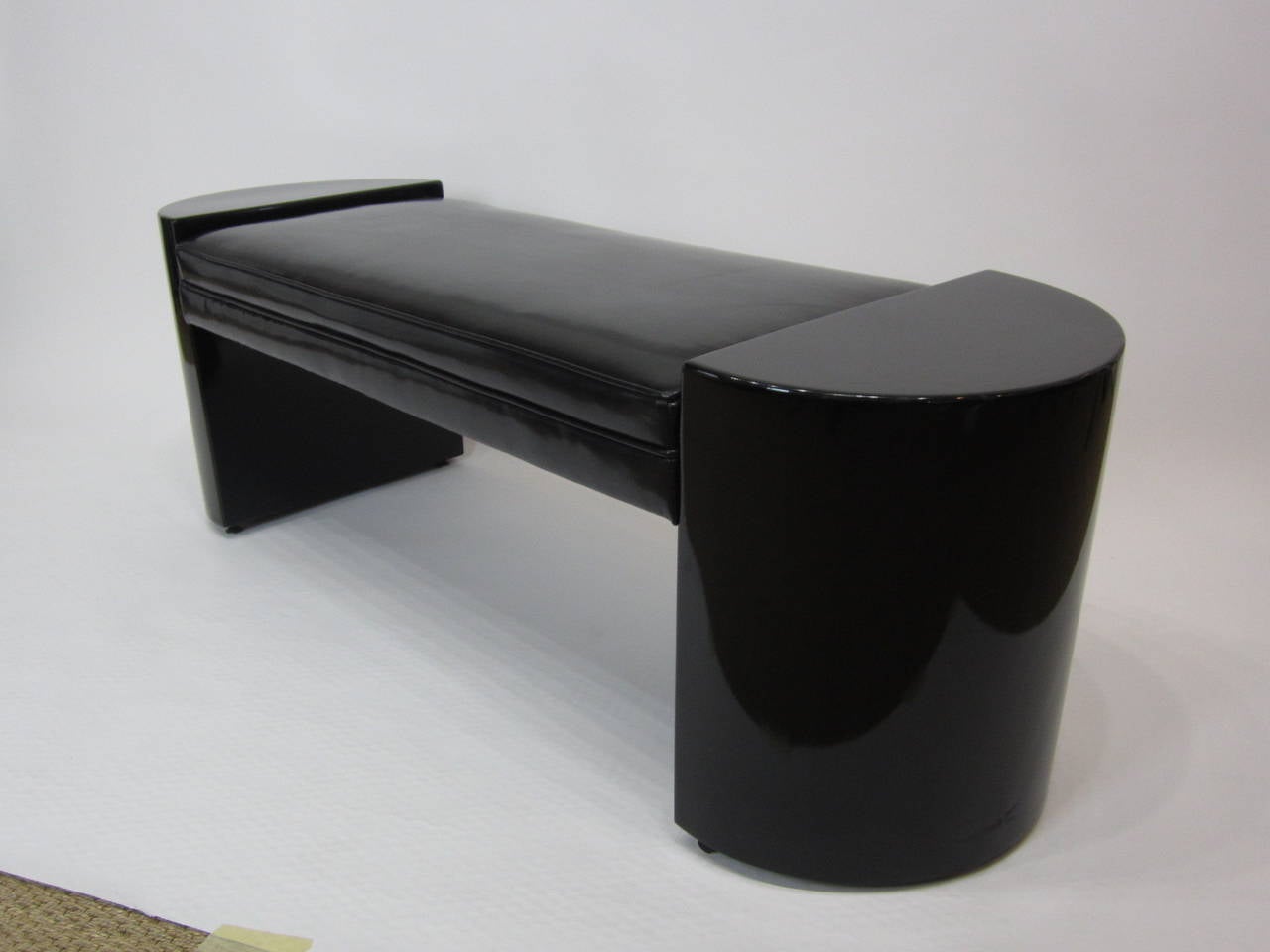 Bench in Black Patent Leather and Black Lacquer at 1stdibs