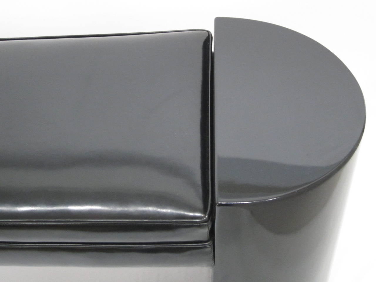 Late 20th Century Bench in Black Patent Leather and Black Lacquer