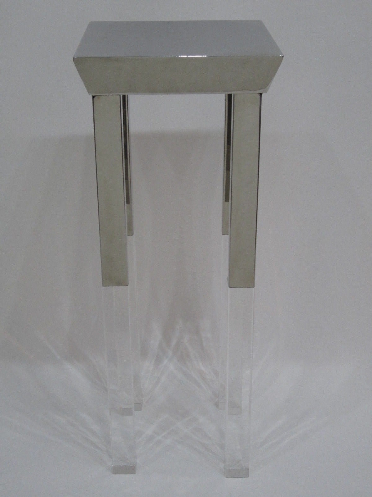 American Polished Steel and Lucite Side Table Manner of Charles Hollis Jones