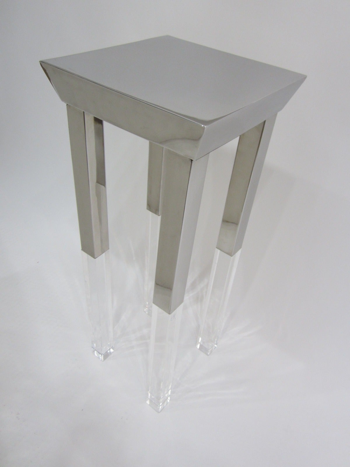 Polished Steel and Lucite Side Table Manner of Charles Hollis Jones 2