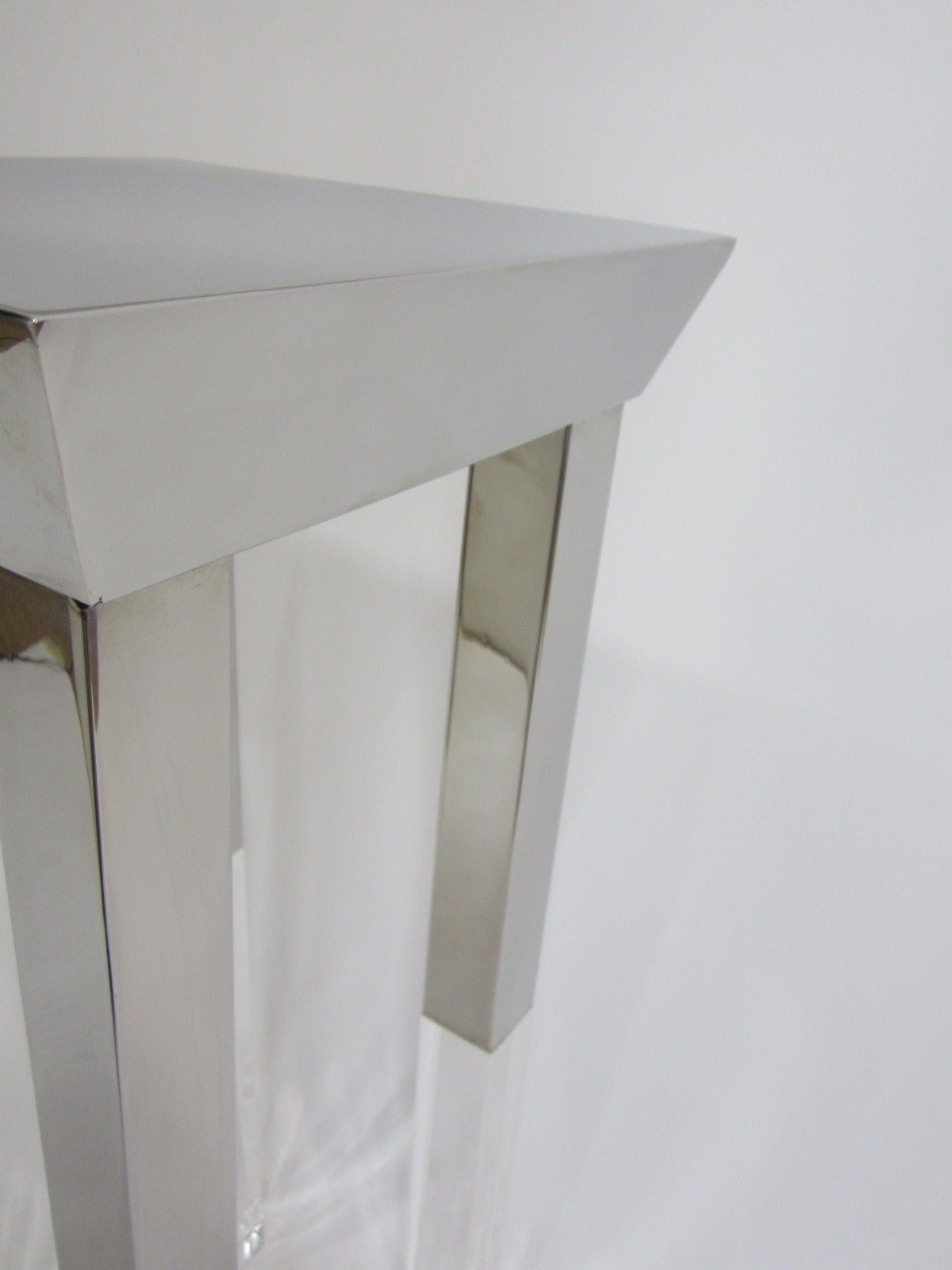 Polished Steel and Lucite Side Table Manner of Charles Hollis Jones 3