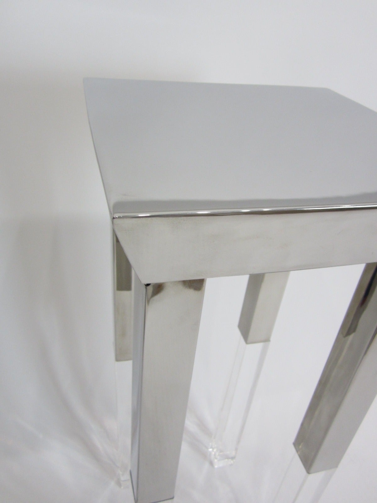 Polished Steel and Lucite Side Table Manner of Charles Hollis Jones 4