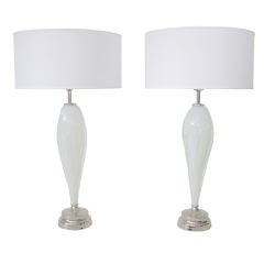 Pair Opalescent Murano Lamps