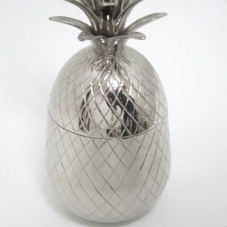 American Nickeled Diamond Etched Pineapple Canister/ Ice Holder