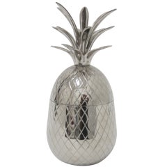 Nickeled Diamond Etched Pineapple Canister/ Ice Holder