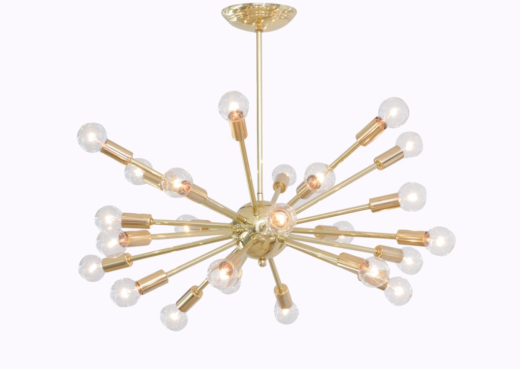 Unknown Sparkling Brass Sputnik Chandelier