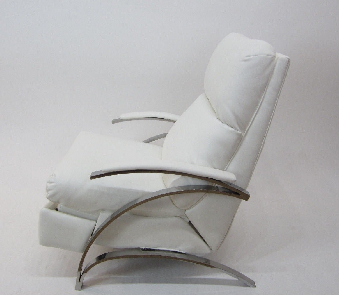 American Milo Baughman Sculptural Steel-Frame Reclining Lounge Chair