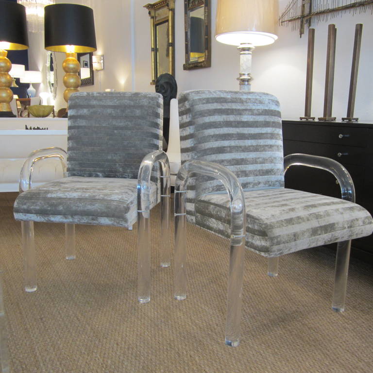 American Pair of Lucite Armchairs manner of Charles Hollis Jones For Sale