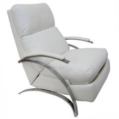 Milo Baughman Sculptural Steel-Frame Reclining Lounge Chair