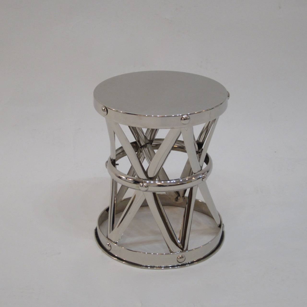 Mid-century Nickel X-Frame Garden Stool/ Side Table  For Sale 2