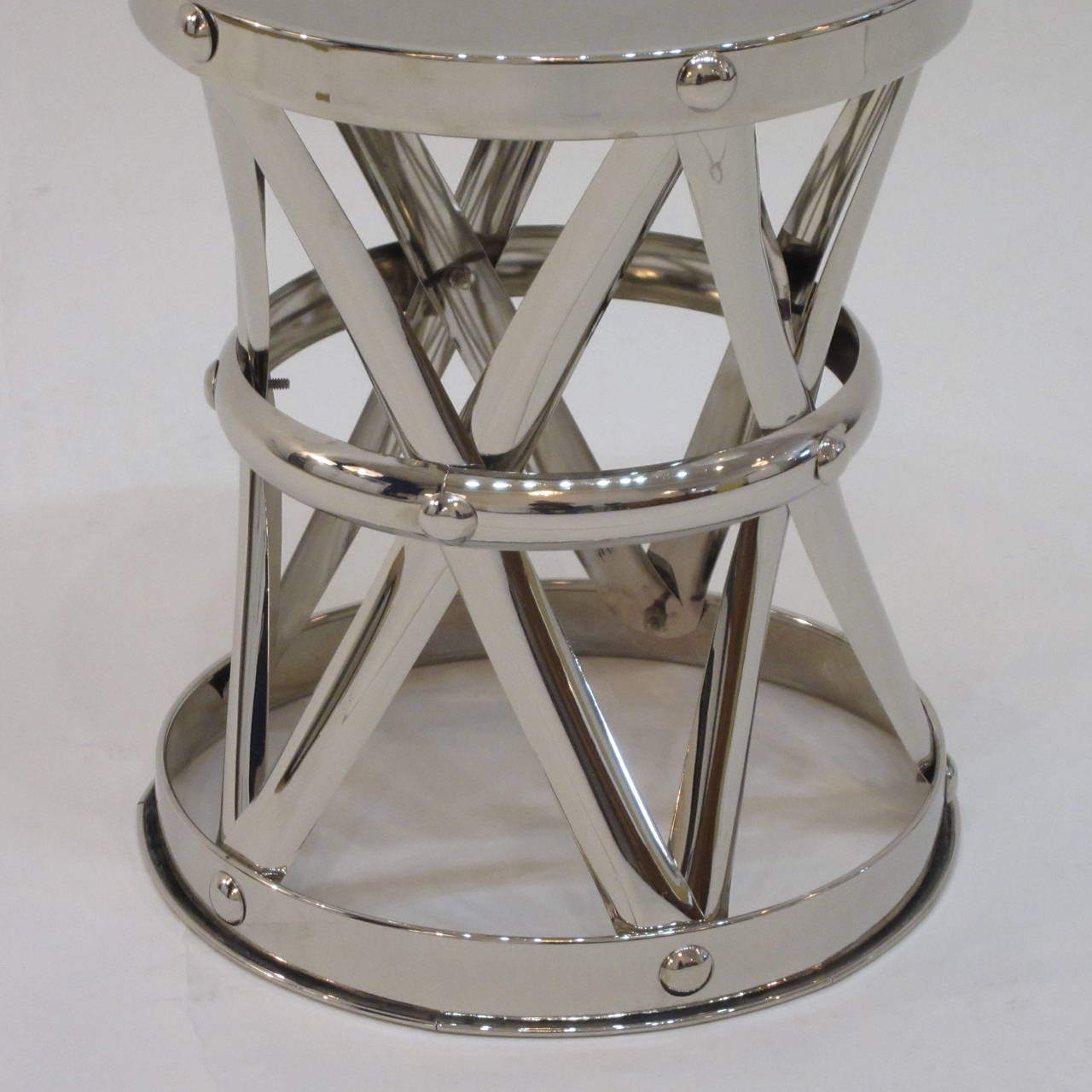 Mid-Century Modern Mid-century Nickel X-Frame Garden Stool/ Side Table  For Sale