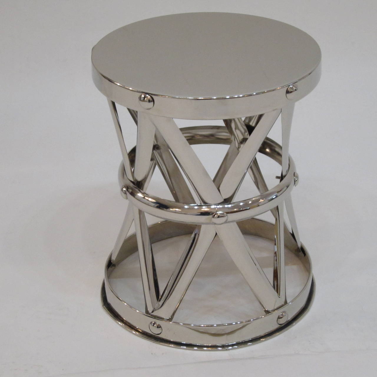 Mid-century Nickel X-Frame Garden Stool/ Side Table  For Sale 1