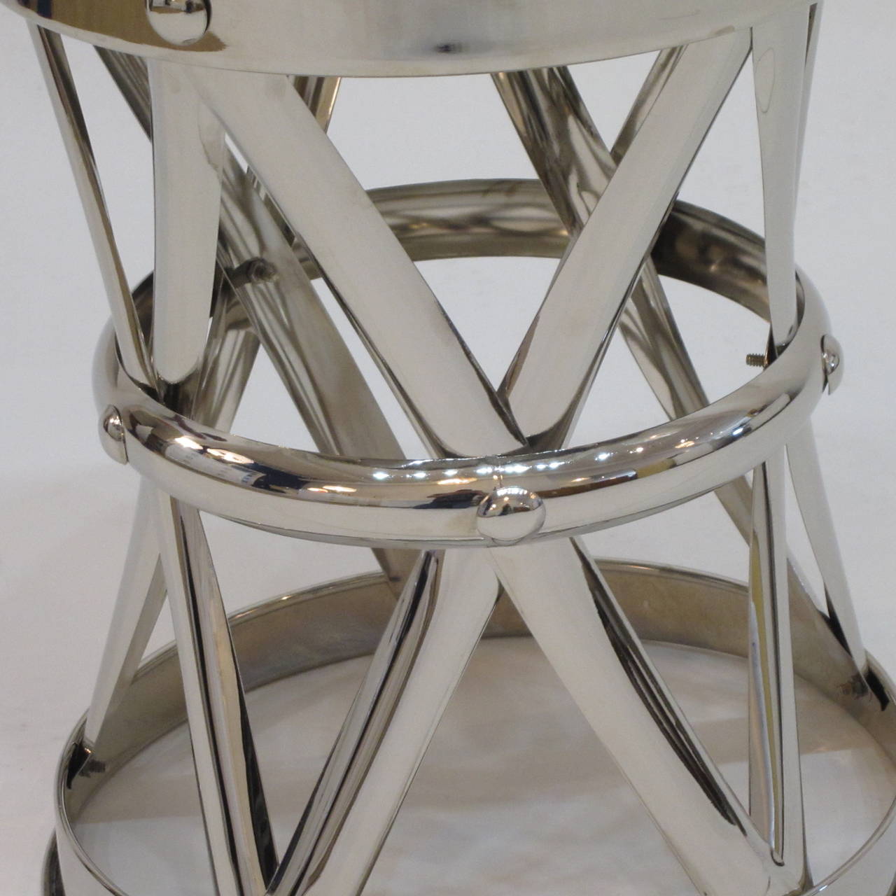 Mid-century Nickel X-Frame Garden Stool/ Side Table  In Good Condition For Sale In Miami, FL