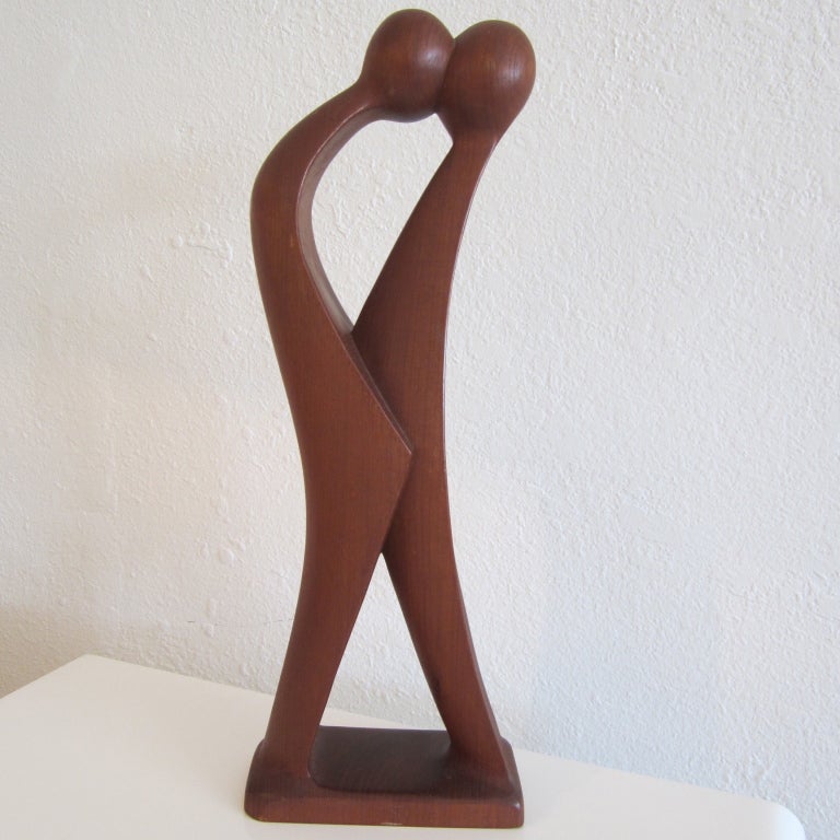 Abstract wood carving depicting man and woman. Signed--see image #7.
