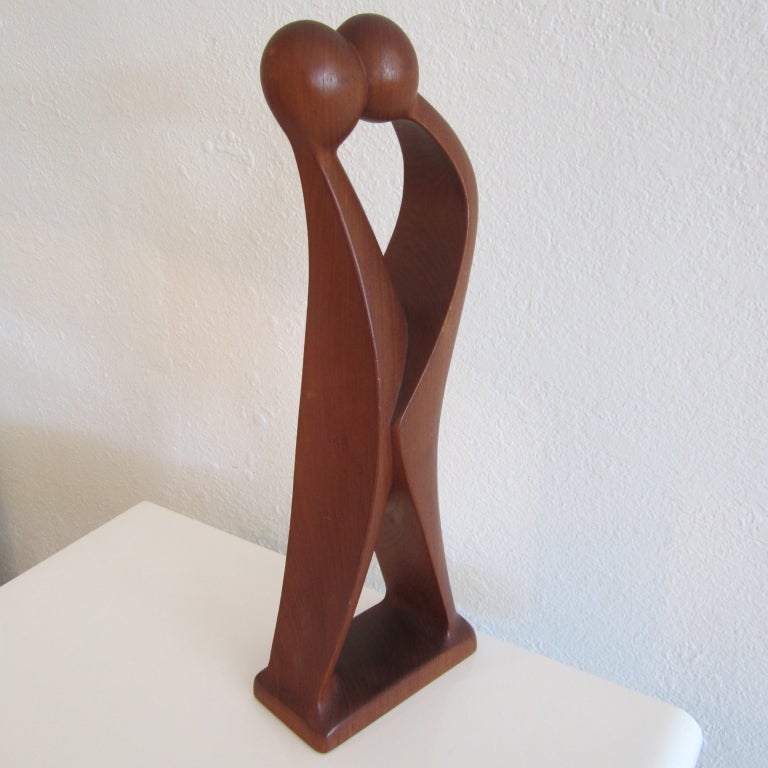 Danish Abstract Wood Carved Sculpture   In Good Condition In Miami, FL