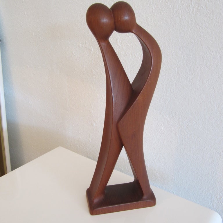 20th Century Danish Abstract Wood Carved Sculpture  