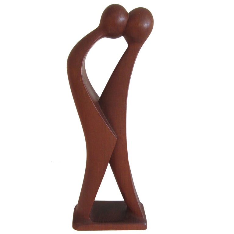 Danish Abstract Wood Carved Sculpture  