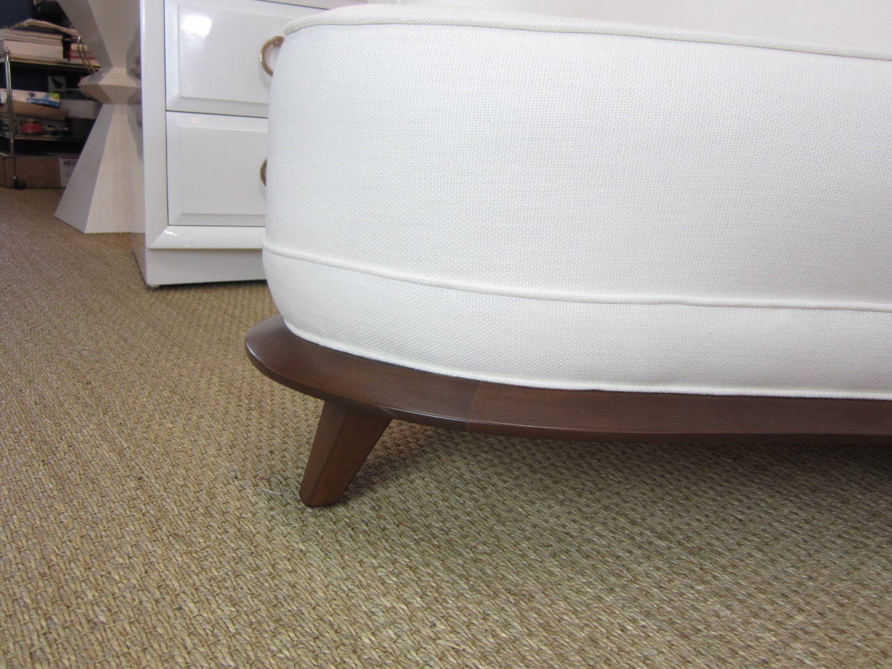 Sinuous ThreePart Midcentury Sofa with Upholstered Center Table at 1stDibs