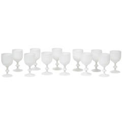  Set of 12 French Handblown Opaline Wine Goblets by Portieux Vallerysthal