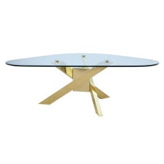 Abstract Brass Triple X Frame Cocktail Table