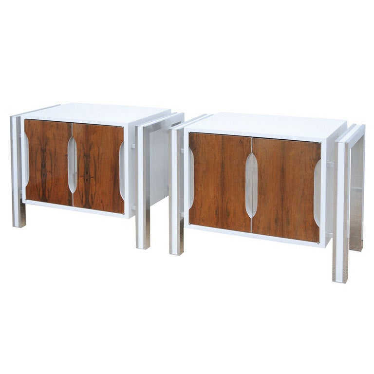 Pair of Floating Side Tables with Double Doors at 1stdibs